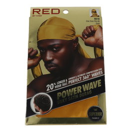 Red Kiss Durag Silky Spandex Gold Tejido Elástico y Brillante Alta Compresión Protección Cabello