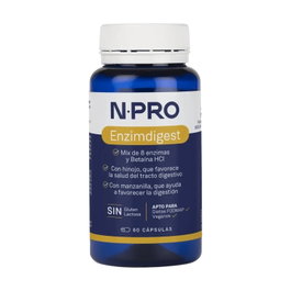 NPro NPRO ENZIMDIGEST 60 Cápsulas - Complemento Alimenticio con Enzimas y Betaína HCl para la Digestión de Carbohidratos, Grasas y Proteínas