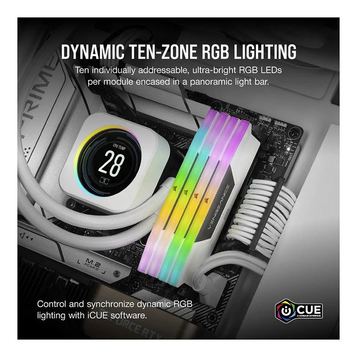 Corsair CMH64GX5M2B6000C30W 64GB DDR5 6000MHz CL30 Kit (2x32GB) Vengeance RGB W para PC