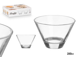 Vivalto Bol Cónico Transparente de Vidrio 250 ml 11 x 7.5 x 11 cm (Set de 24)
