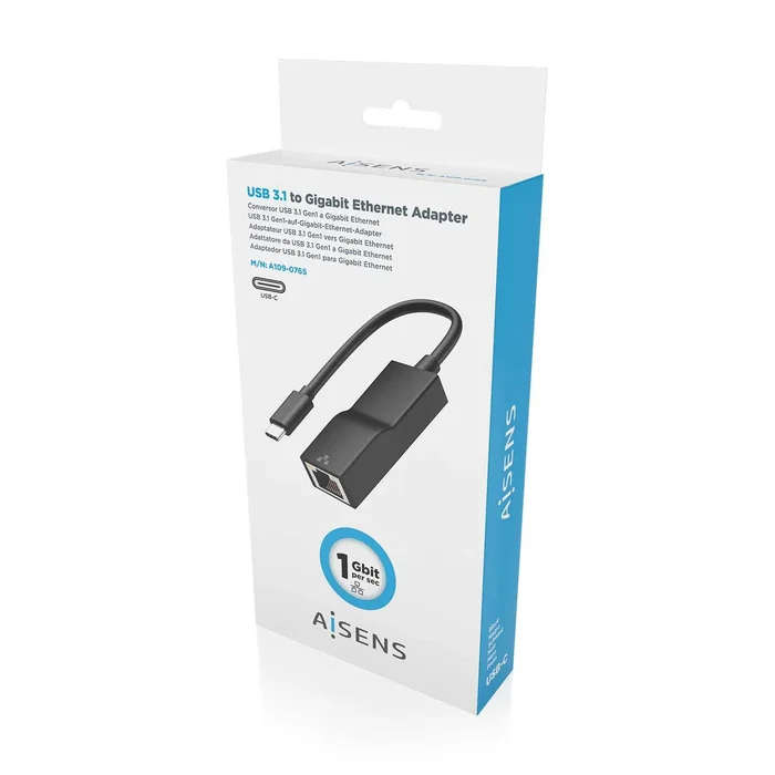 Aisens Adaptador USB-C a Ethernet Gigabit 10/100/1000 Mbps A109-0765 Negro Aisens Adaptador USB-C a Ethernet Gigabit 10/100/1000 Mbps A109-0765 Negro