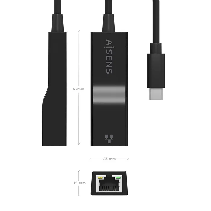 Aisens Adaptador USB-C a Ethernet Gigabit 10/100/1000 Mbps A109-0765 Negro Aisens Adaptador USB-C a Ethernet Gigabit 10/100/1000 Mbps A109-0765 Negro