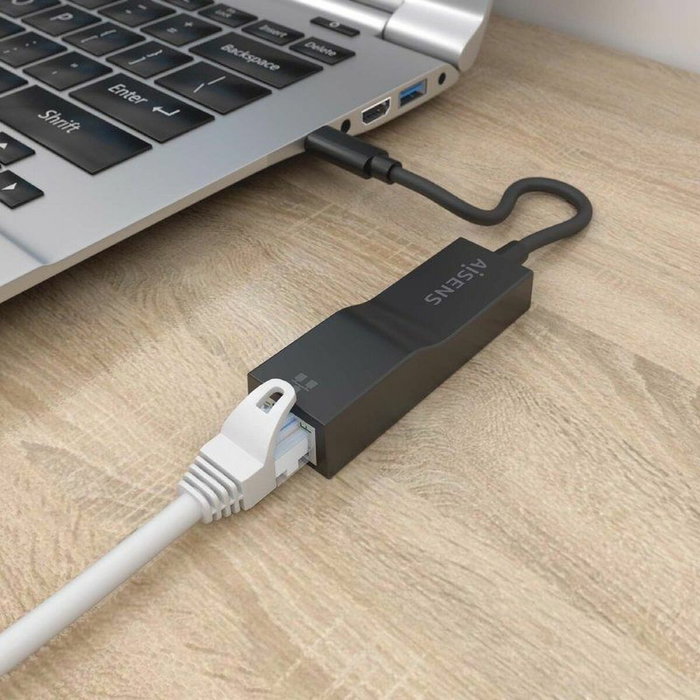 Aisens Conversor USB-C a Ethernet Gigabit 10/100/1000 Mbps A109-0765, Negro