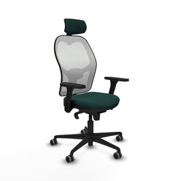 PIQUERAS Y CRESPO Silla de oficina Jorquera con mecanismo Sincro, Verde botella y Blanco
