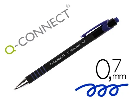Q-connect Bolígrafo Retractil con Grip 0,7 mm Color Azul para Escritura Cómoda, Punta Metálica 0,5 mm, Tinta Aceite Q-connect Bolígrafo Retractil con Grip 0,7 mm Color Azul para Escritura Cómoda, Punta Metálica 0,5 mm, Tinta Aceite
