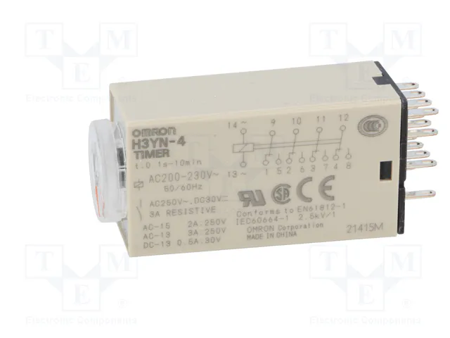 OMRON H3YN Relé de tiempo 4PDT 200-230VAC