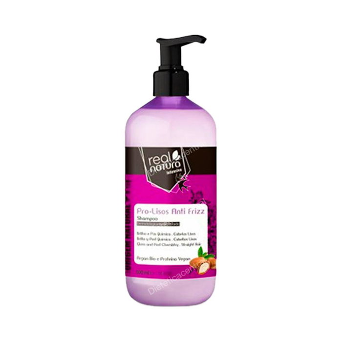 Real Natura Champú Sem Sal Pro-Lisos Anti Frizz Argán 500ml Real Natura Champú Sem Sal Pro-Lisos Anti Frizz Argán 500ml