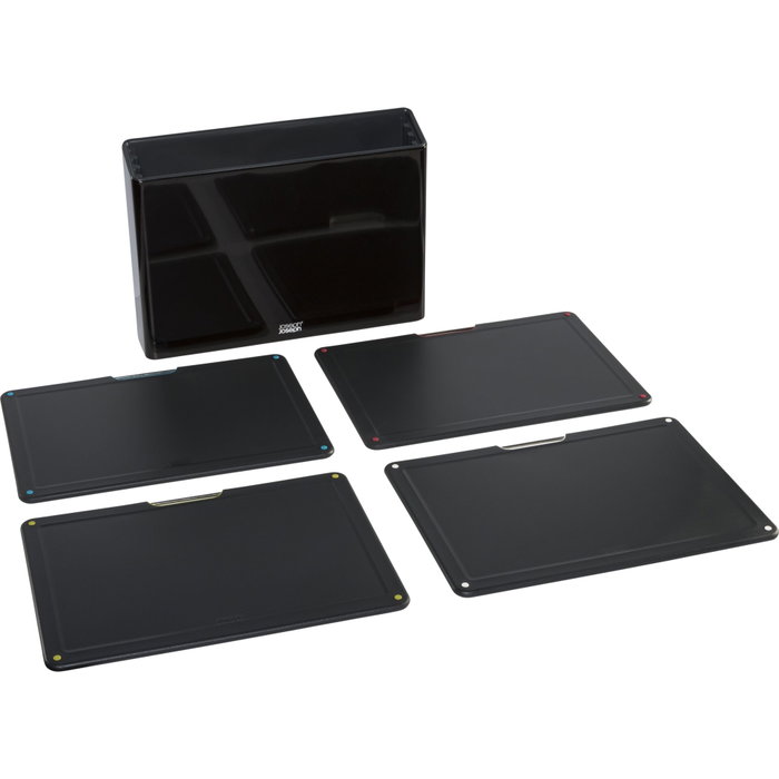 Joseph Joseph Folio Set de 4 tablas de cortar con estuche de acero inoxidable negro