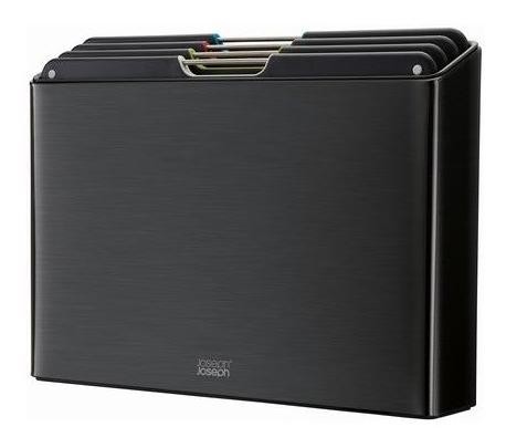 Joseph Joseph Folio Set de 4 tablas de cortar con estuche de acero inoxidable negro