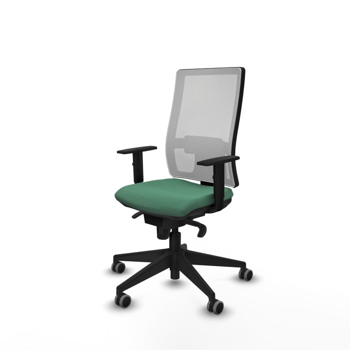 PIQUERAS Y CRESPO Silla de oficina Horna con mecanismo Sincro, Verde esmeralda y Blanco