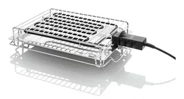 Haeger New Alabama Parrilla Eléctrica de Mesa, 2400 W, 1 Zona, Superficie 395 x 275 mm, Acero Inoxidable, Color Plata y Negro