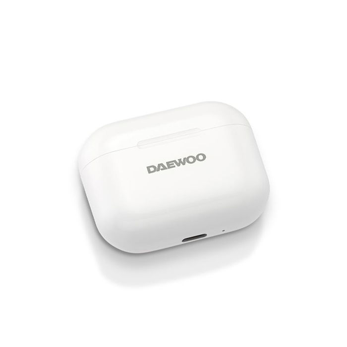 DAEWOO TWS Auriculares Bluetooth 5.3 Blanco con Cancelación Activa de Ruido y Micrófono para Llamadas, Batería 40 mAh/500 mAh