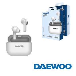 DAEWOO TWS Auriculares Bluetooth 5.3 Blanco con Cancelación Activa de Ruido y Micrófono para Llamadas, Batería 40 mAh/500 mAh