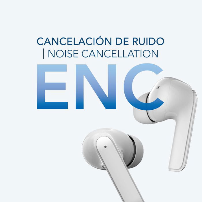DAEWOO TWS Auriculares Bluetooth 5.3 Blanco con Cancelación Activa de Ruido y Micrófono para Llamadas, Batería 40 mAh/500 mAh