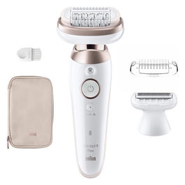 Braun Silk-épil Flex 9 9-030 Epiladora 3D SensoSmart, 40 Pinzas MicroGrip, Para Pelo Corto (0.5mm), Axila y Bikini, Recargable, A Prueba de Agua - Rosa y Blanco