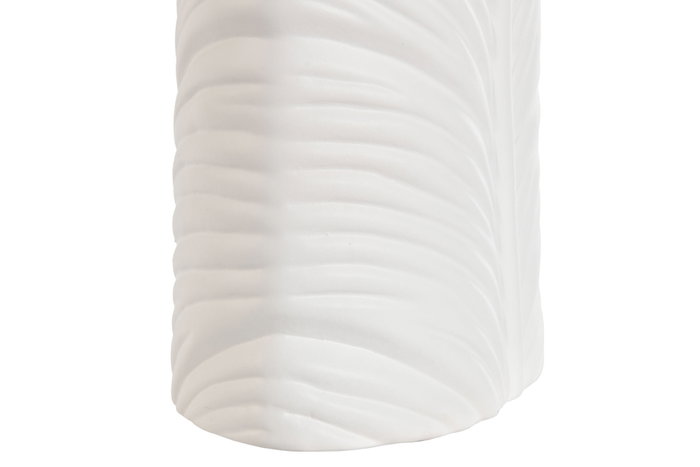 DKD Home Decor Jarrón de Gres Blanco con Detalles de Hoja 21x14x50 cm