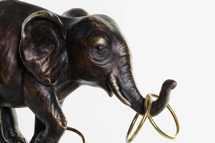 DKD Home Decor Figura de Elefante en Resina y Metal Negro y Dorado