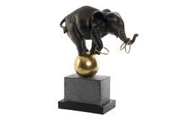 DKD Home Decor Figura de Elefante en Resina y Metal Negro y Dorado