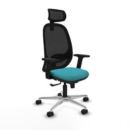 PIQUERAS Y CRESPO Silla de oficina Cilanco con mecanismo Sincro, Turquesa y Negro