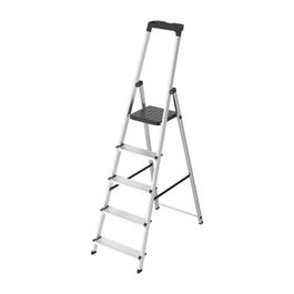 ORYX Escalera de Aluminio de 5 Peldaños con Bandeja para Herramientas