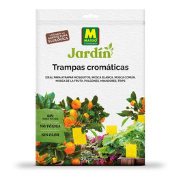 Massó Trampas Cromáticas Adhesivas Amarillas, 10 uds - 17x24 cm para Mosquitos, Mosca Blanca, Pulgones y Trips - Uso Interior/Exterior, Recortables