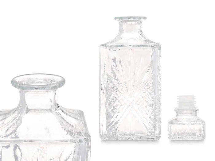 Vivalto Licorera Tallada Rombos 900 ml 9 x 23.5 x 9 cm Vidrio Transparente (Set de 12)