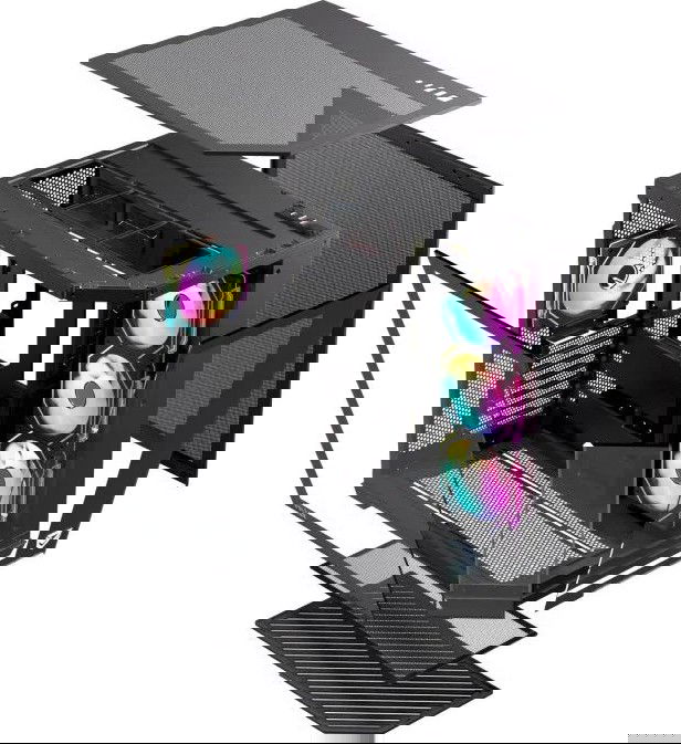 Nfortec Caja Gaming Semitorre ATX Nfortec Pulsar - Con 4 Ventiladores A-RGB, Panel Lateral de Cristal Templado, USB Tipo C, Compatible GPU 385 mm