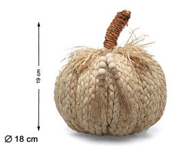 Calabaza Decorativa De Esparto Natural Con Borlas 19x18 cm