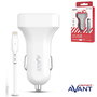 AVANT CONNECT Cargador de Coche 2 Puertos 2.4A USB + Cable Lightning para iPhone - Modelo AVANT