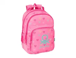 Mochila Escolar Benetton Heart Rosa 32 x 42 x 15 cm