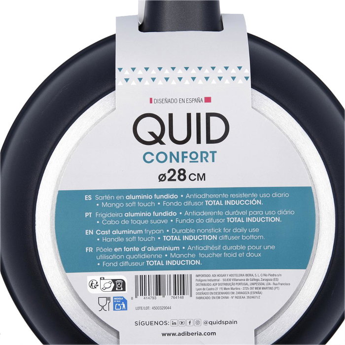Quid Sartén Aluminio Fundido Confort 28 cm Negro