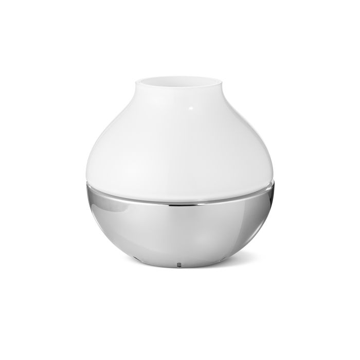 Georg Jensen Portavelas Henning Koppel 19 cm Diámetro 18,6 cm Altura Acero Inoxidable Pulido Cristal Blanco Georg Jensen Portavelas Henning Koppel 19 cm Diámetro 18,6 cm Altura Acero Inoxidable Pulido Cristal Blanco