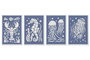 DKD Home Decor Cuadros de Papel Maché Surtido 40x3x60 Marino Azul y Blanco