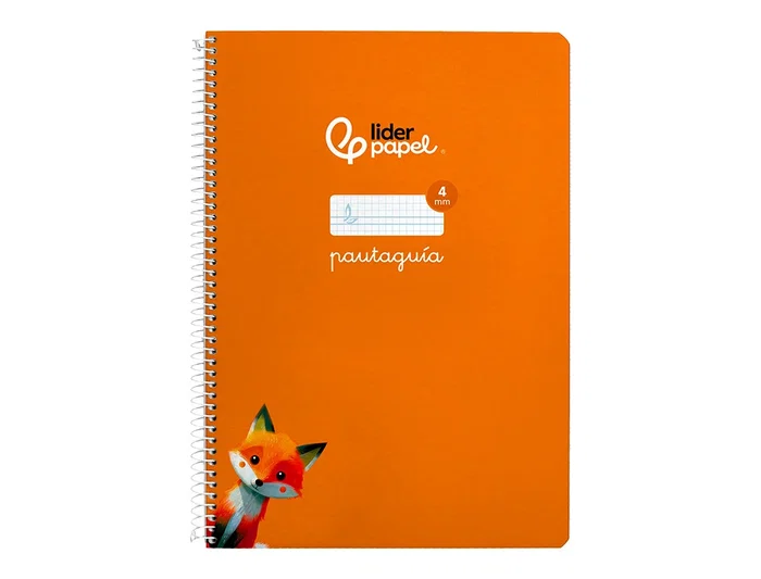 Liderpapel Cuaderno espiral A4 Pautaguía tapa dura 80 hojas 90gr cuadro pautado 4mm color naranja