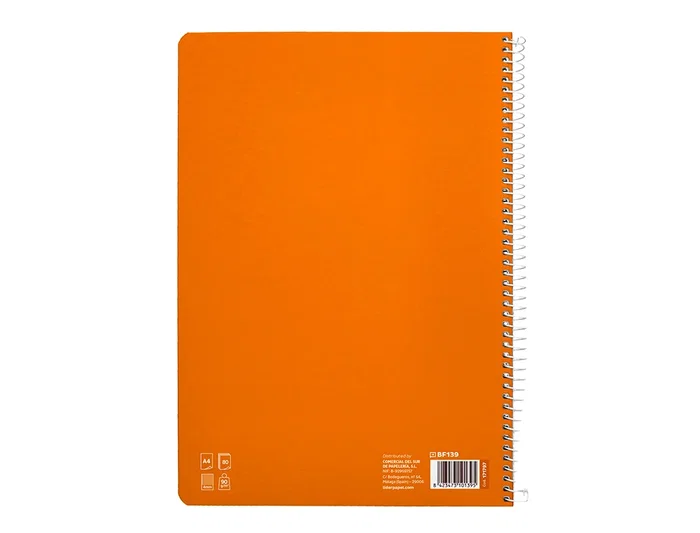 Liderpapel Cuaderno espiral A4 Pautaguía tapa dura 80 hojas 90gr cuadro pautado 4mm color naranja