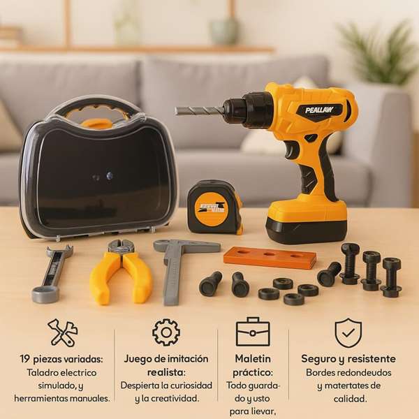 Jugatoys Set de Herramientas eléctricas en maletín 19 piezas
