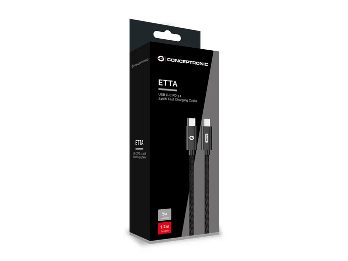 Conceptronic Cable USB-C a USB-C ETTA03B20 2m 240W PD 3.1 Negro Conceptronic Cable USB-C a USB-C ETTA03B20 2m 240W PD 3.1 Negro