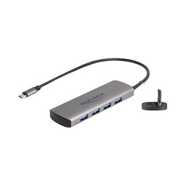 DeLOCK 64293 Hub USB de 4 Puertos Tipo-A con Conexión USB Type-C de 10 Gbps