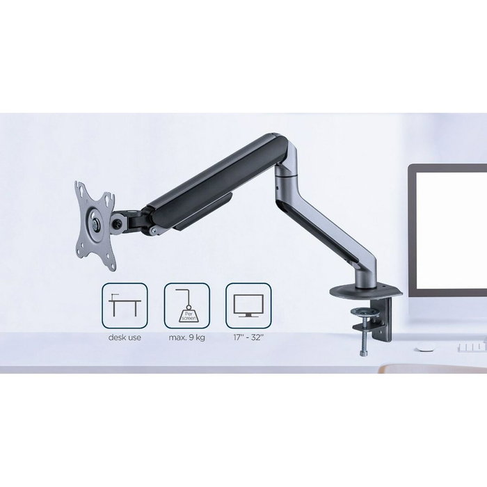 GEMBIRD MA-DA1-05 Soporte de Monitor para Escritorio Gris, Brazo Ajustable para Pantallas hasta 32 Pulgadas, VESA 100x100/75x75 mm GEMBIRD MA-DA1-05 Soporte de Monitor para Escritorio Gris, Brazo Ajustable para Pantallas hasta 32 Pulgadas, VESA 100x100/75x75 mm