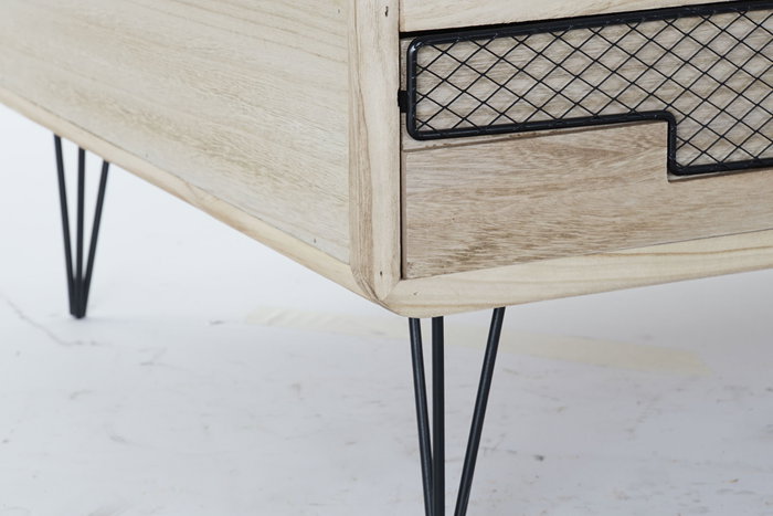 DKD Home Decor Mueble TV Morefond Indus Loft Natural Negro 115 x 43 x 61 cm DKD Home Decor Mueble TV Morefond Indus Loft Natural Negro 115 x 43 x 61 cm