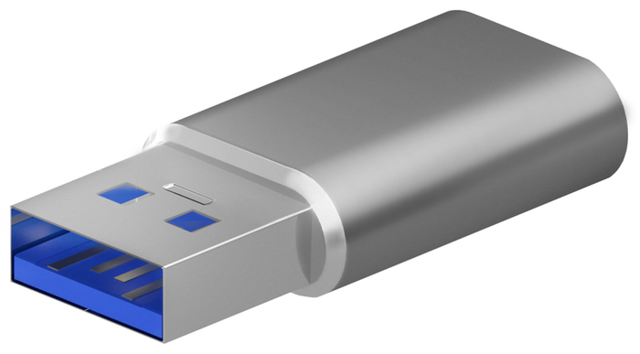 Aisens Mini Adaptador USB-C Hembra a USB-A Macho 3.2 Gen2, Gris
