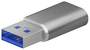 Aisens Mini Adaptador USB-C Hembra a USB-A Macho 3.2 Gen2, Gris