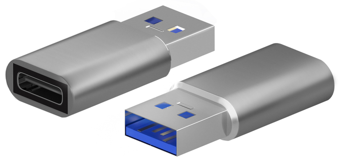 Aisens Mini Adaptador USB-C Hembra a USB-A Macho 3.2 Gen2, Gris