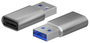 Aisens Mini Adaptador USB-C Hembra a USB-A Macho 3.2 Gen2, Gris