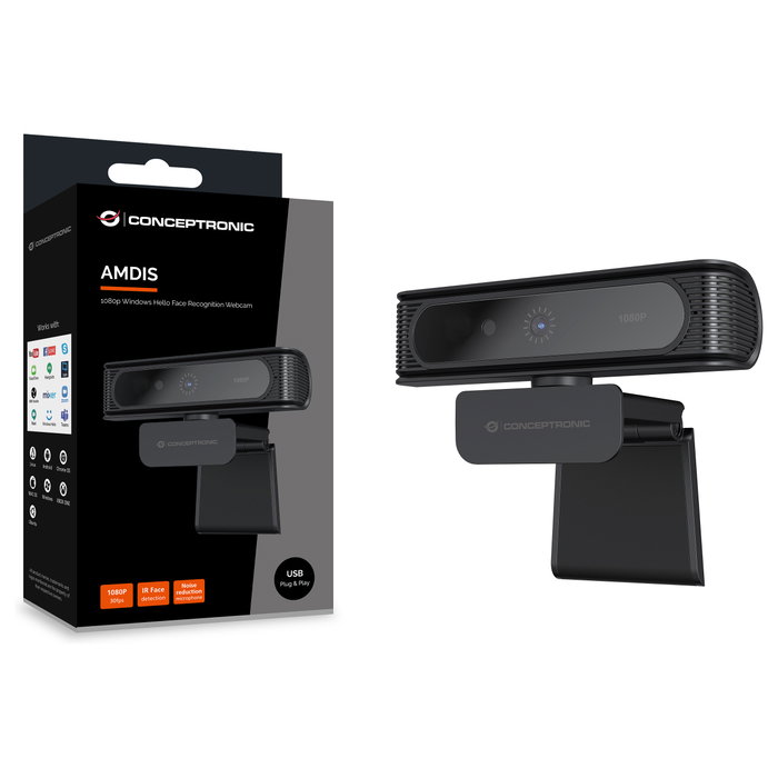 Conceptronic AMDIS09B Webcam Full HD 1080p con Reconocimiento Facial Conceptronic AMDIS09B Webcam Full HD 1080p con Reconocimiento Facial