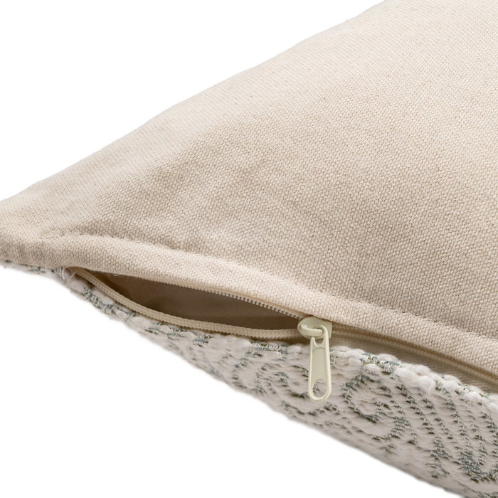 Cojín Blanco-Verde Algodón Decoración 45 X 45 cm (Set de 2)