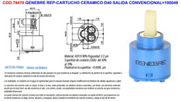 Genebre Repuesto de Cartucho Cerámico D40 con Salida Convencional