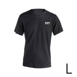 Edm Camiseta Merchandising Manga Corta Negra Talla L con Bordado 100% Algodón