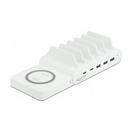 DeLOCK Cargador USB e Inalámbrico 110 W con 2 x USB Type-C PD y 3 x USB Tipo-A, Blanco