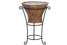 DKD Home Decor Soporte para vela de madera y hierro marrón